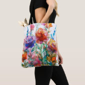 Levendige betoverde tuin Waterverf Canvas tas (Dichtbij)