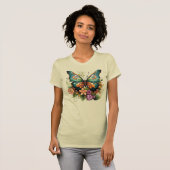 Levendige Betoverde Vlinder & Bloementuin T-shirt (Voorkant volledig)