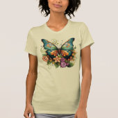 Levendige Betoverde Vlinder & Bloementuin T-shirt (Voorkant)