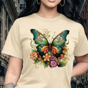Levendige Betoverde Vlinder & Bloementuin T-shirt