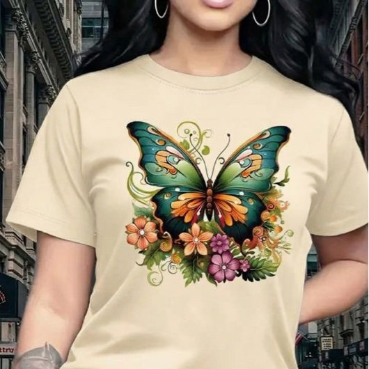 Levendige Betoverde Vlinder & Bloementuin T-shirt