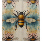 Levendige bij met pastel Hues Douchegordijn (Voorkant)