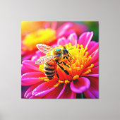 Levendige bij op Bloom Design Canvas Afdruk (Voorkant)