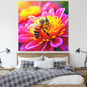 Levendige bij op Bloom Design Canvas Afdruk (Insitu (Slaapkamer))