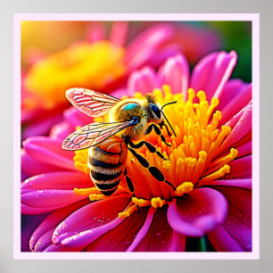 Levendige bij op Bloom Design Poster