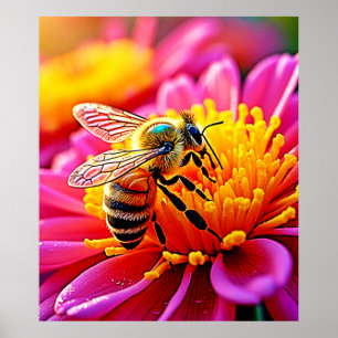Levendige bij op Bloom Design Poster
