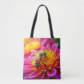 Levendige bij op Bloom Design Tote Bag (Voorkant)
