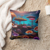 Levendige bioluminescente paddenstoelen in buitena kussen (Deken)