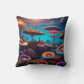 Levendige bioluminescente paddenstoelen in buitena kussen (Achterkant)