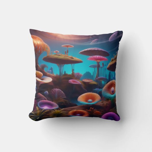 Levendige bioluminescente paddenstoelen in buitena kussen (Voorkant)