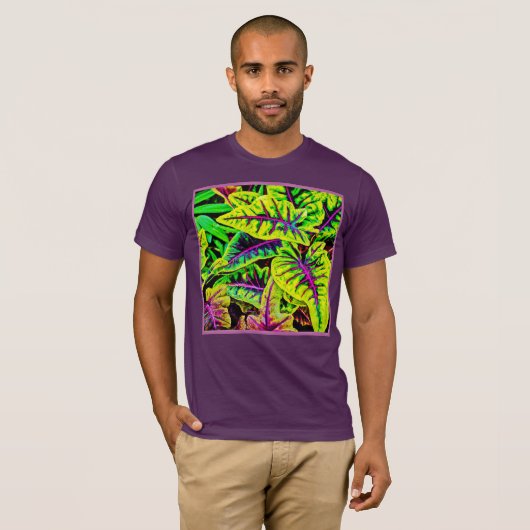 Levendige bladeren Neon Elegance T-shirt (Voorkant volledig)
