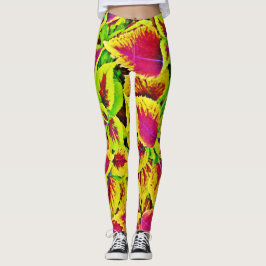 Levendige bladeren patroondans leggings