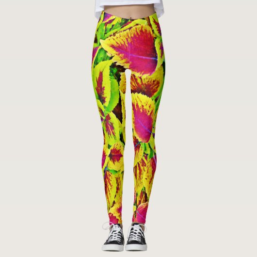 Levendige bladeren patroondans leggings (Voorkant)