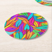 Levendige bladeren vet veelkleurig ontwerp ronde kartonnen onderzetter (Gebogen)