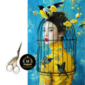 Levendige Blauw Geel Bloemen Vogelkooi Pet Decoupa Tissuepapier