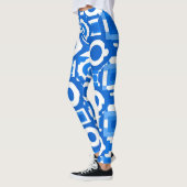 Levendige Blauw Witte Cirkel Vierkante Leggings (Links)