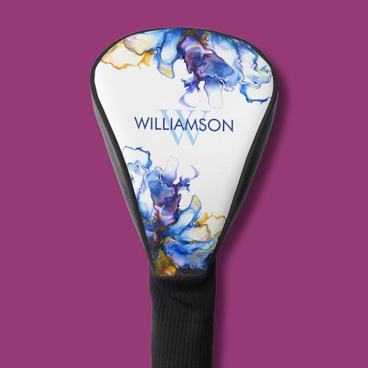Levendige Blauwe Abstracte Fluid Art Golfheadcover