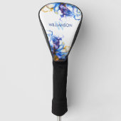 Levendige Blauwe Abstracte Fluid Art Golfheadcover (Voorkant)