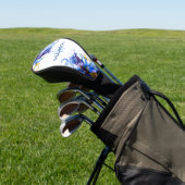 Levendige Blauwe Abstracte Fluid Art Golfheadcover (Insitu)