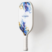 Levendige Blauwe Abstracte Fluid Art Pickleball Paddle (Links)