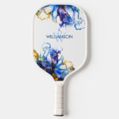 Levendige Blauwe Abstracte Fluid Art Pickleball Paddle (Achterkant)