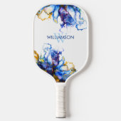 Levendige Blauwe Abstracte Fluid Art Pickleball Paddle (Voorkant)