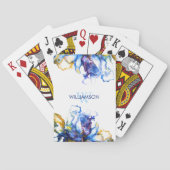 Levendige Blauwe Abstracte Fluid Art Pokerkaarten (Achterkant)