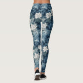 Levendige Blauwe Bloem Leggings (Achterkant)