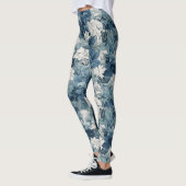 Levendige Blauwe Bloem Leggings (Links)
