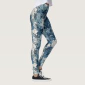 Levendige Blauwe Bloem Leggings (Rechts)