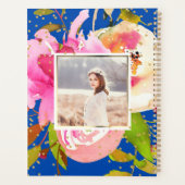 Levendige Blauwe Bloemen en Confetti Foto Planner (Achterkant)