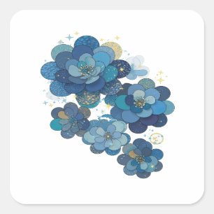 Levendige Blauwe BLOEMEN TUI N Sticker Grafisch