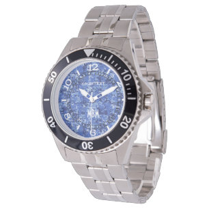 Levendige blauwe digitale camo camouflage wijzerpl horloge
