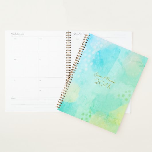 Levendige Blauwe en Groene Abstracte Kunstplanner Planner (Display)