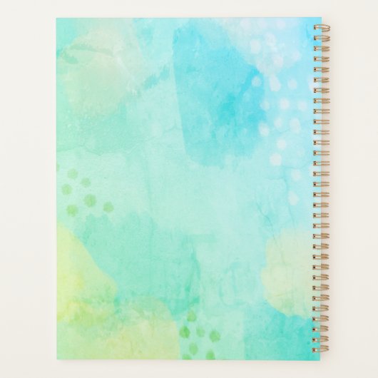 Levendige Blauwe en Groene Abstracte Kunstplanner Planner (Achterkant)