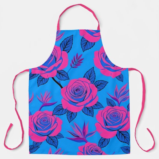 Levendige blauwe en neonroze roze schort (Voorkant)