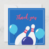 Levendige blauwe en rode bowling 6e verjaardag bedankkaart (Voorkant)