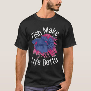 Levendige Blauwe en Roze Betta Vis - Vissen Maken T-shirt