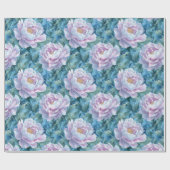 Levendige Blauwe en Roze Pioenbloem Cadeaupapier (Vlak)