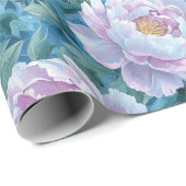 Levendige Blauwe en Roze Pioenbloem Cadeaupapier (Rol Hoek)