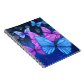 Levendige blauwe en roze vlinderkunst notitieboek (Rechterzijde)
