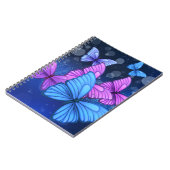 Levendige blauwe en roze vlinderkunst notitieboek (Linkerzijde)