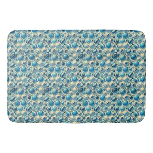 Levendige blauwe en witte decoratieve bollen badmat (Voorkant)