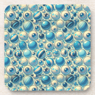 Levendige blauwe en witte decoratieve bollen bier onderzetter