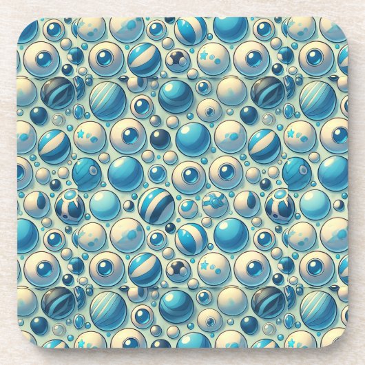 Levendige blauwe en witte decoratieve bollen bier onderzetter (Voorkant)