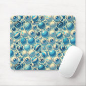 Levendige blauwe en witte decoratieve bollen muismat (Met muis)