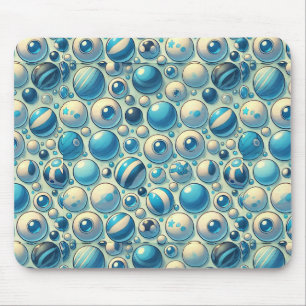 Levendige blauwe en witte decoratieve bollen muismat