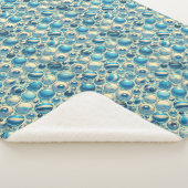 Levendige blauwe en witte decoratieve bollen sherpa deken (3/4)