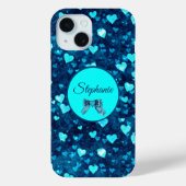 Levendige blauwe harten Case-Mate iPhone case (Achterkant)