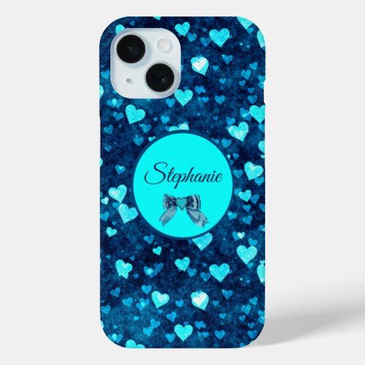 Levendige blauwe harten Case-Mate iPhone case (Achterkant)